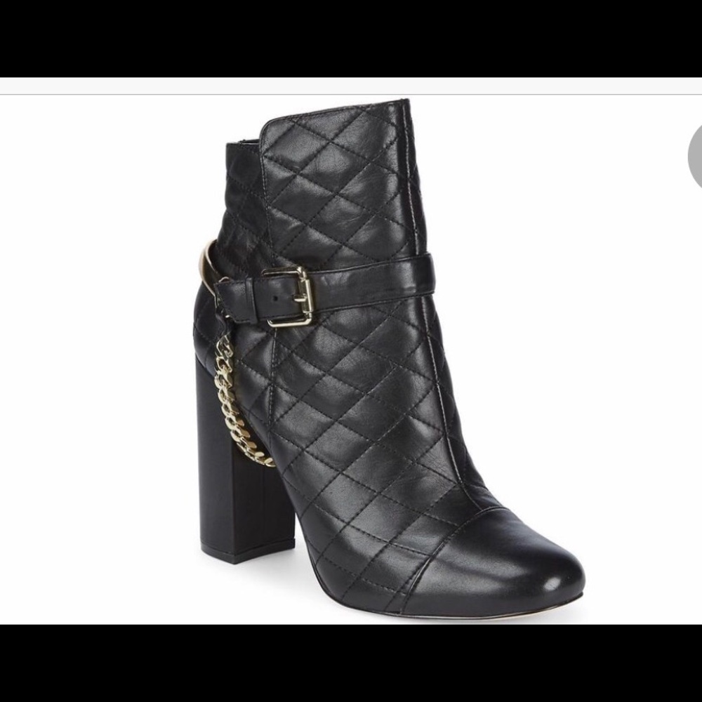 Karl Lagerfeld Black Quilted Leather Booties